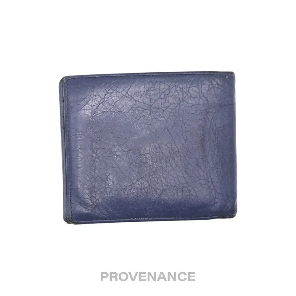 🔴 Balenciaga Screw Stud Bifold Wallet - Navy Blue Lambskin